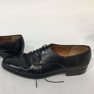 Men’s Salvatore Ferragamo Black Leather Lace-up Captoe Oxfords Size 11D